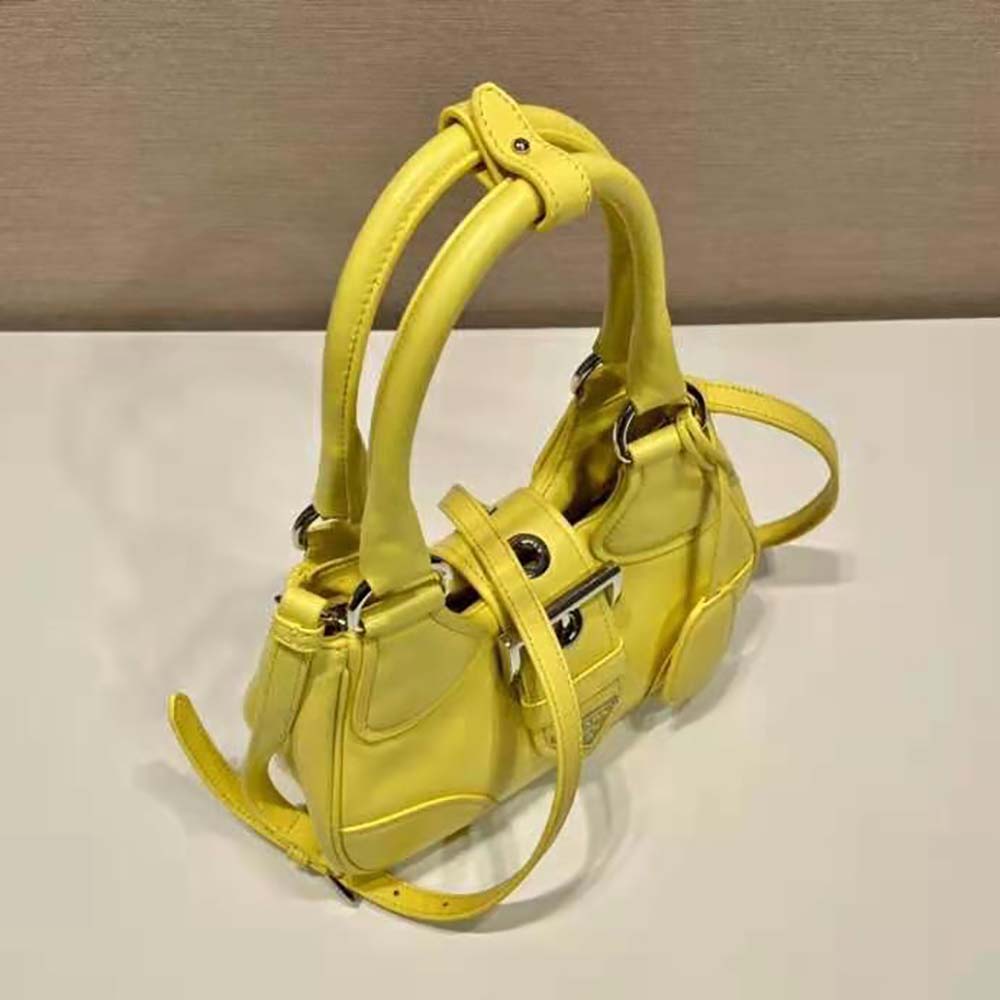 Prada Women Moon Re-Nylon and Leather Bag-Yellow - image 4