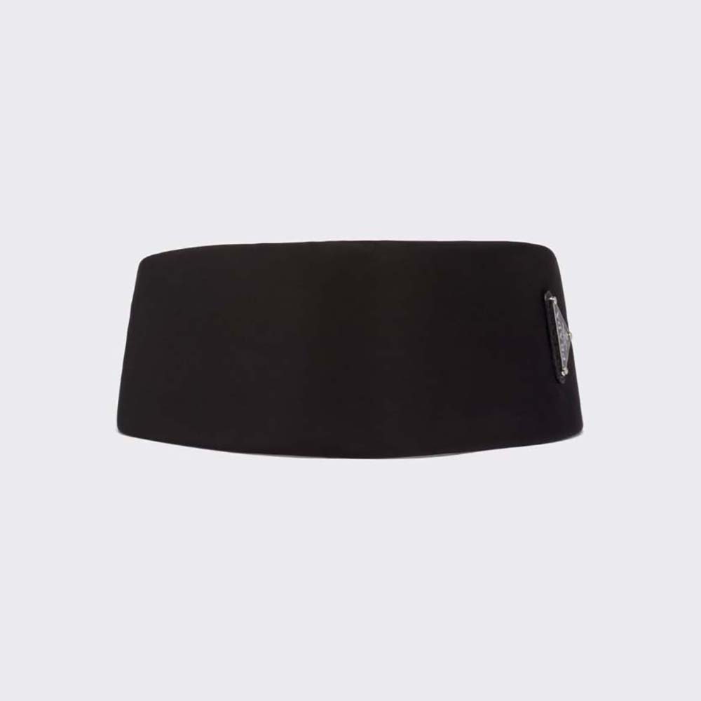 Front view of Prada Women Re-Nylon Headband-Black showing sleek design
