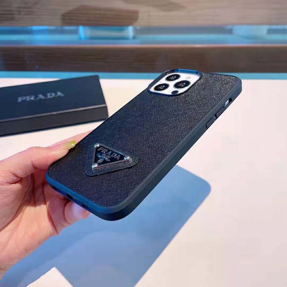 Prada Women Saffiano Leather Apple iPhone Cover-Black - image 5