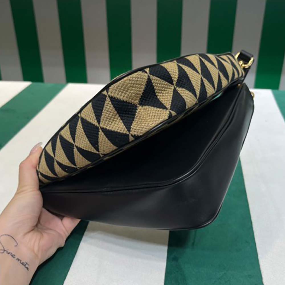 Prada Women Symbole Leather and Fabric Mini Bag Black / Beige - image 9