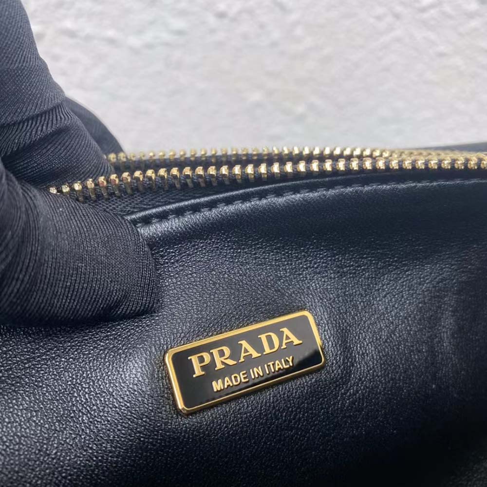 Prada Women Symbole Leather and Fabric Mini Bag Black / Beige - image 12