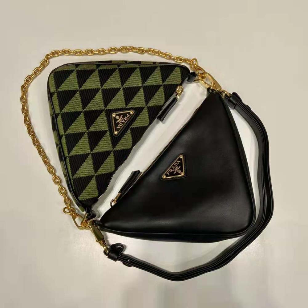 Prada Women Symbole Leather and Fabric Mini Bag-Green - image 5