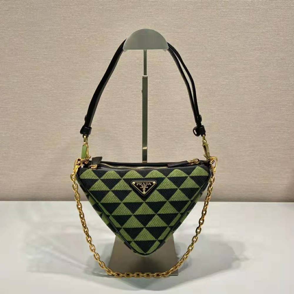 Close-up of gold-tone hardware on Prada Women Symbole Mini Bag-Green