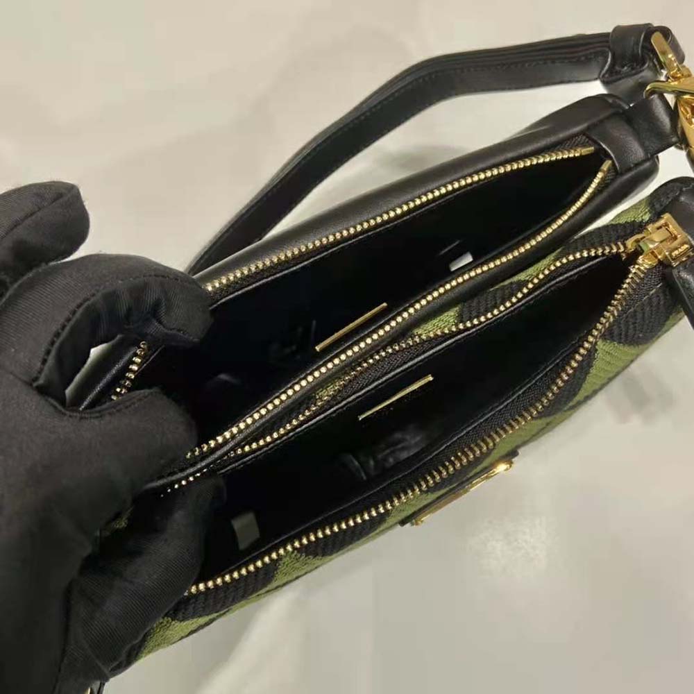 Prada Women Symbole Leather and Fabric Mini Bag-Green - image 9