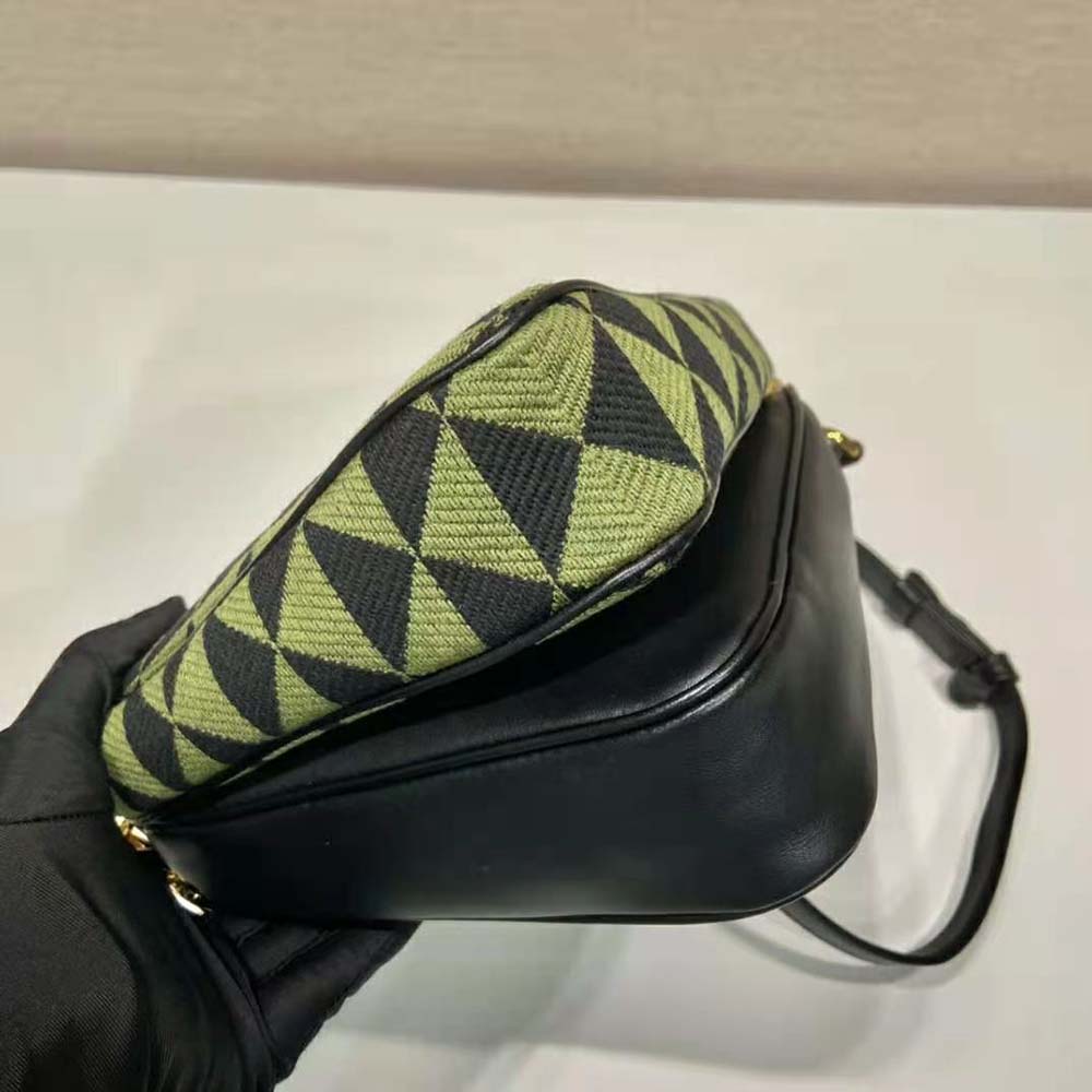 Prada Women Symbole Leather and Fabric Mini Bag-Green - image 7
