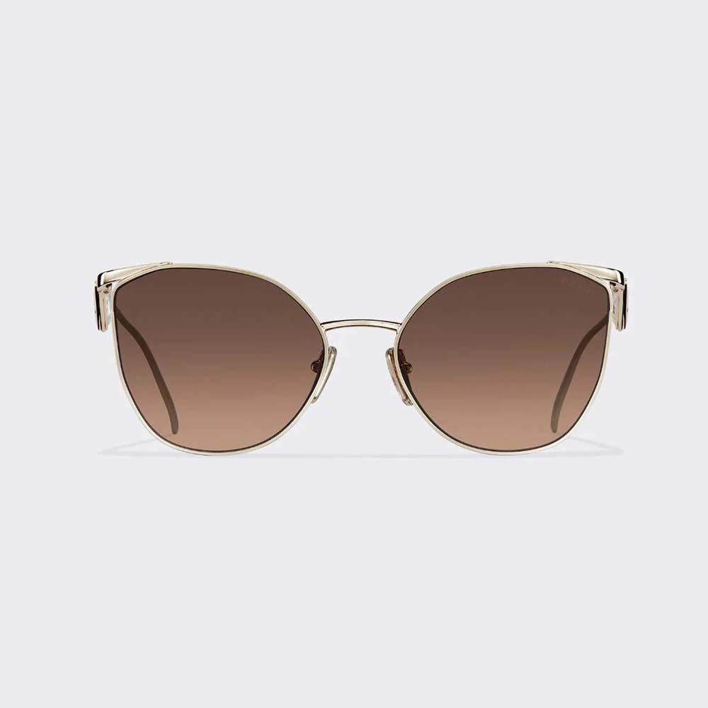 Front view of Prada Women Symbole Sunglasses with brown acetate frames
