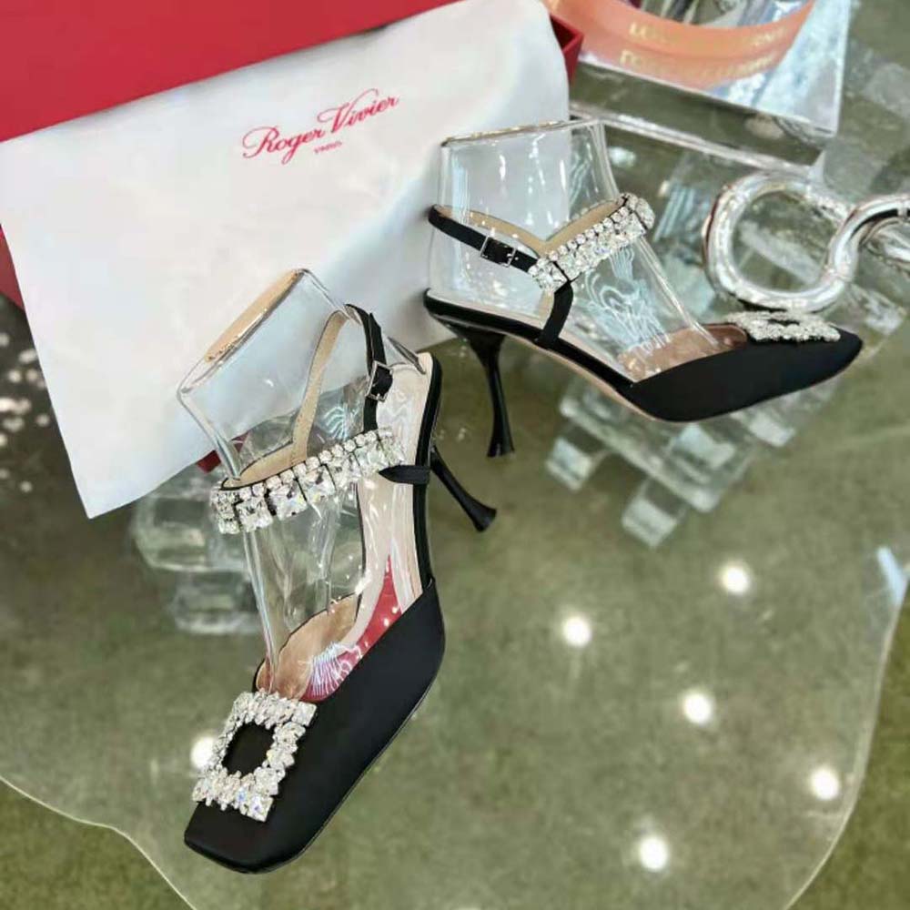 Roger Vivier Women Slingback Pumps Rhinestone Buckle in Satin-Black - image 6