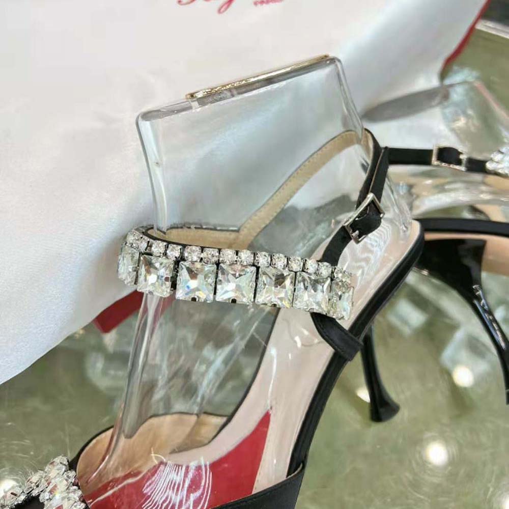 Roger Vivier Women Slingback Pumps Rhinestone Buckle in Satin-Black - image 8