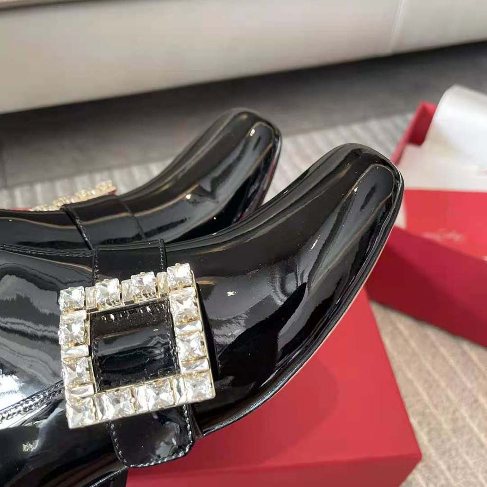 Roger Vivier Women Très Vivier Babies Strass Buckle Strech Boots in Patent Leather-Black - image 8