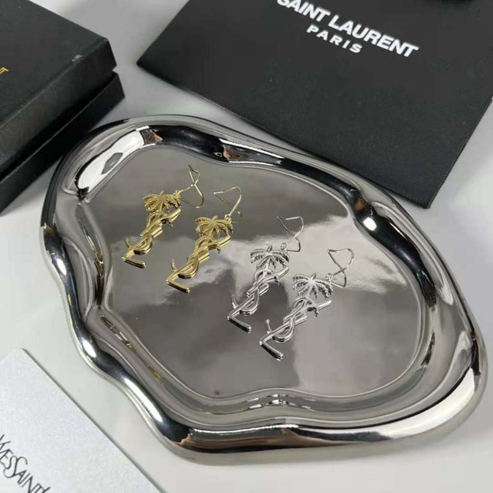 Saint Laurent YSL Women Monogram Palm Earrings in Metal-Gold - image 5