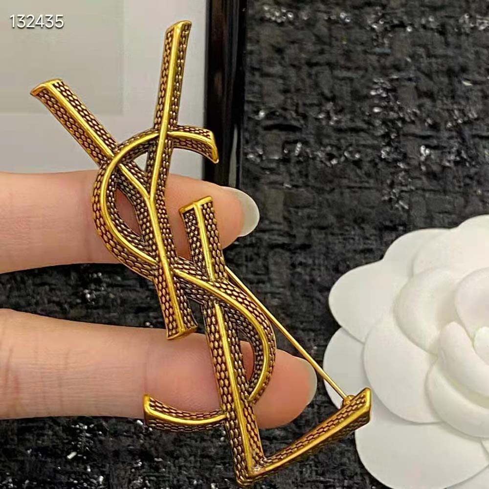 Saint Laurent YSL Women Opyum Ysl Snake Brooch in Metal - image 6