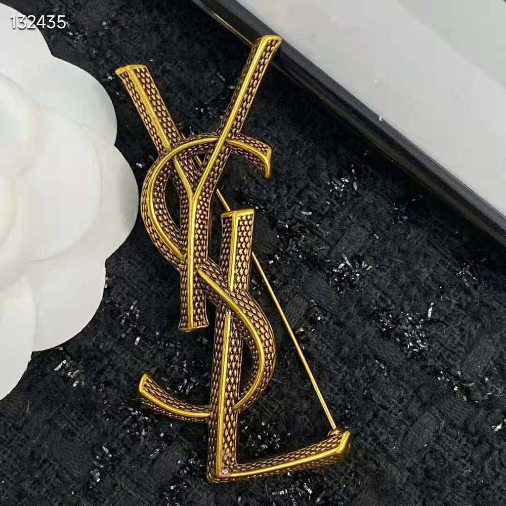 Saint Laurent YSL Women Opyum Ysl Snake Brooch in Metal - image 4
