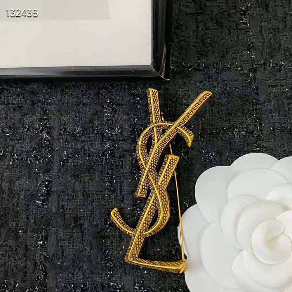 Saint Laurent YSL Women Opyum Ysl Snake Brooch in Metal - image 5