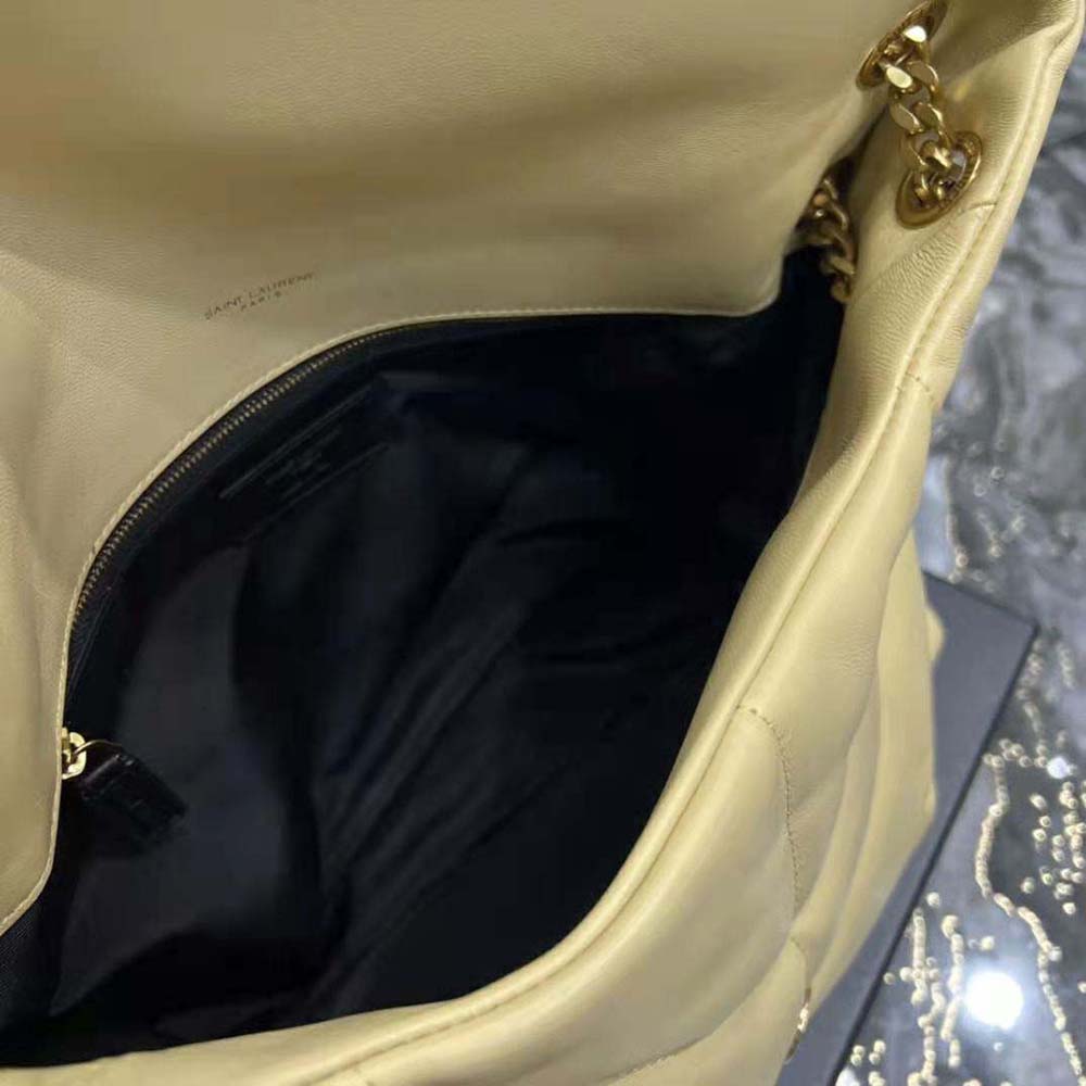 Saint Laurent YSL Women Puffer Medium Chain Bag in Quilted Lambskin-Gold - image 10