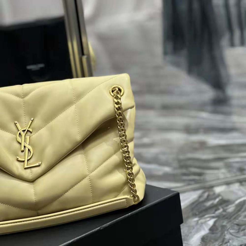 Saint Laurent YSL Women Puffer Medium Chain Bag in Quilted Lambskin-Gold - image 9