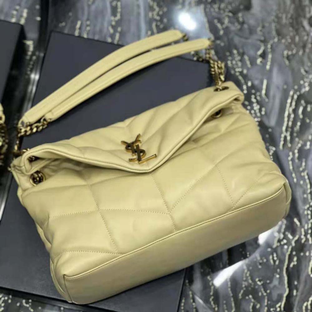 Saint Laurent YSL Women Puffer Medium Chain Bag in Quilted Lambskin-Gold - image 6
