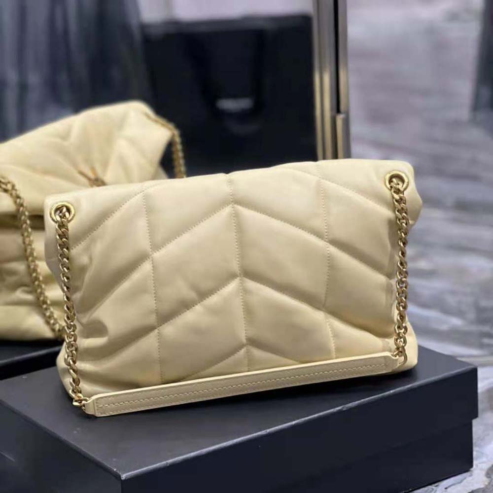 Saint Laurent YSL Women Puffer Medium Chain Bag in Quilted Lambskin-Gold - image 4