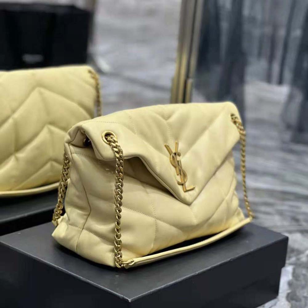 Saint Laurent YSL Women Puffer Medium Chain Bag in Quilted Lambskin-Gold - image 5