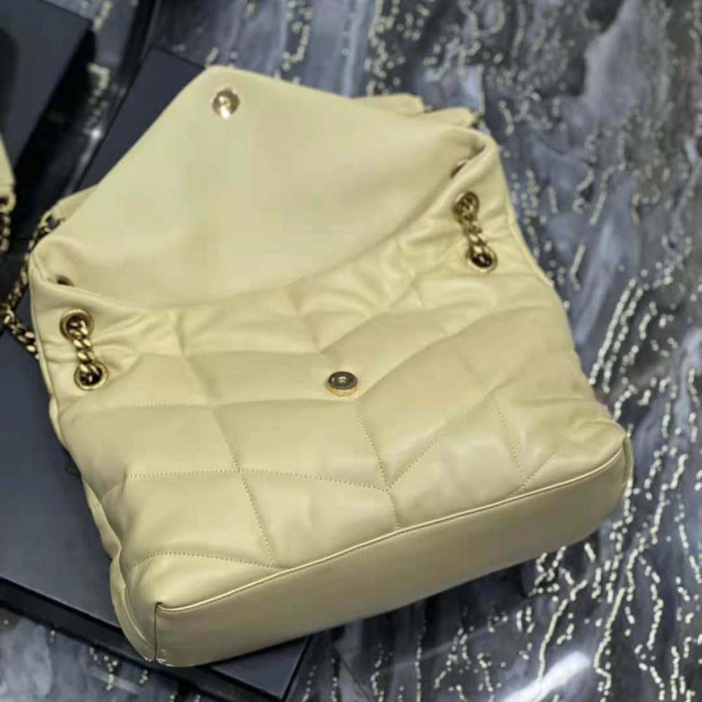 Saint Laurent YSL Women Puffer Medium Chain Bag in Quilted Lambskin-Gold - image 7