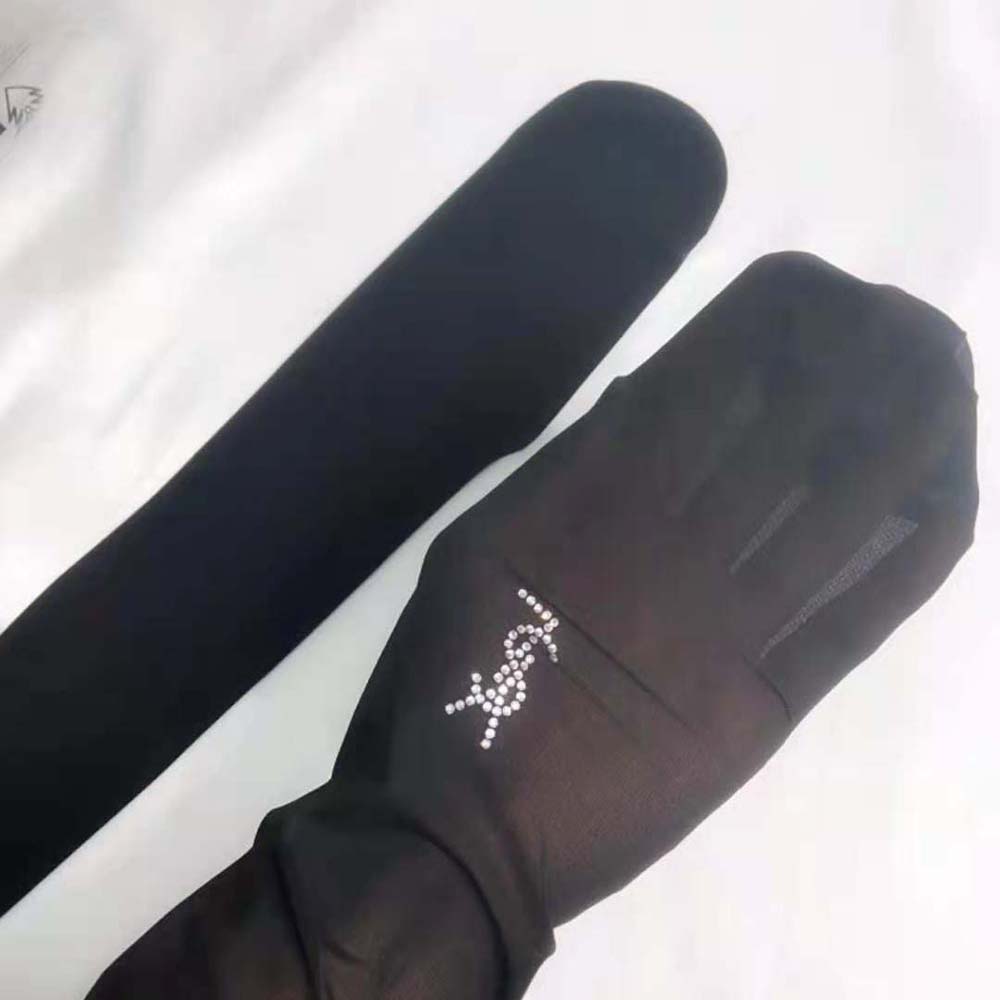 Saint Laurent YSL Women Sheer Black YSL Tights - image 4