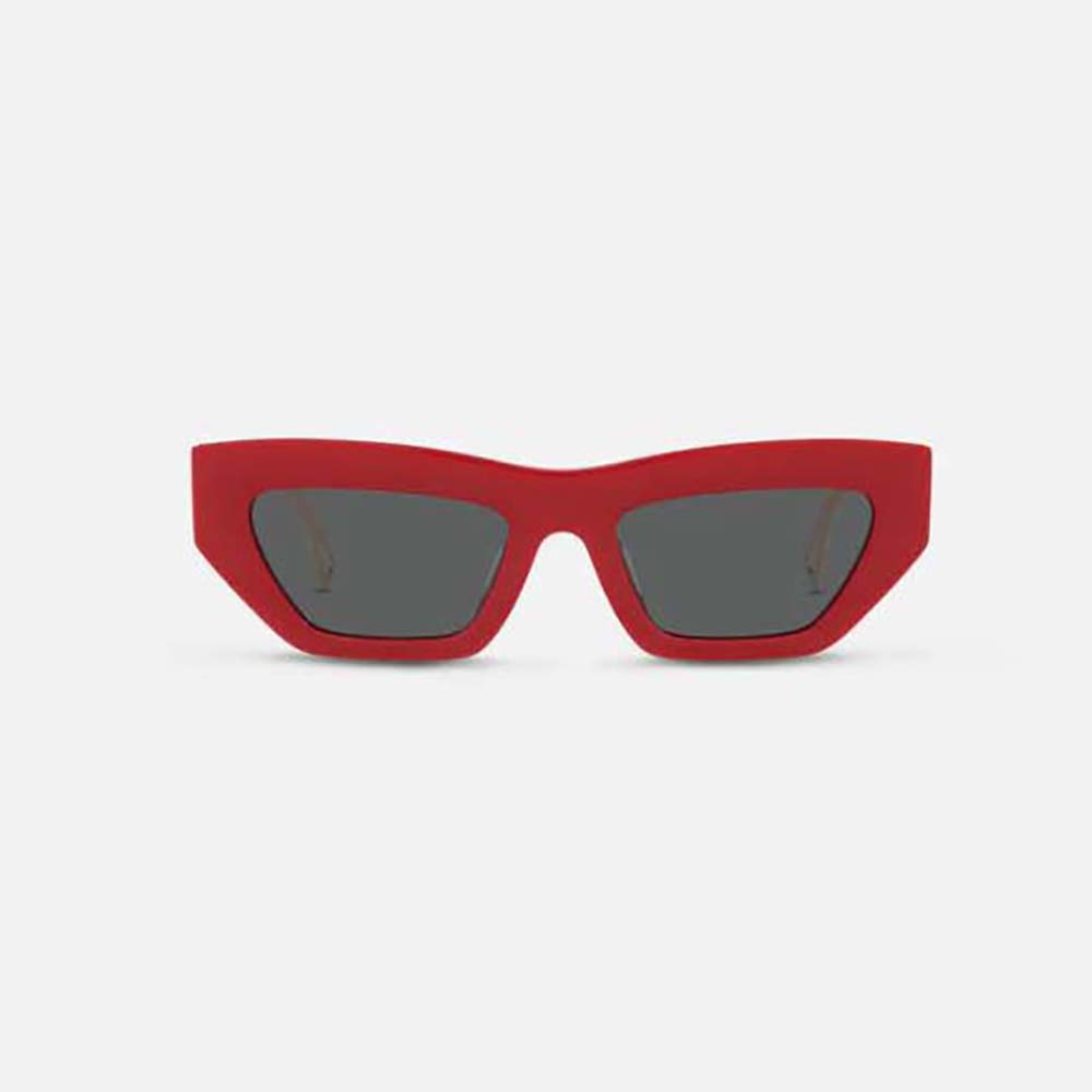 Front view of Versace Women 90s Vintage Logo Cat-Eye Sunglasses-Red