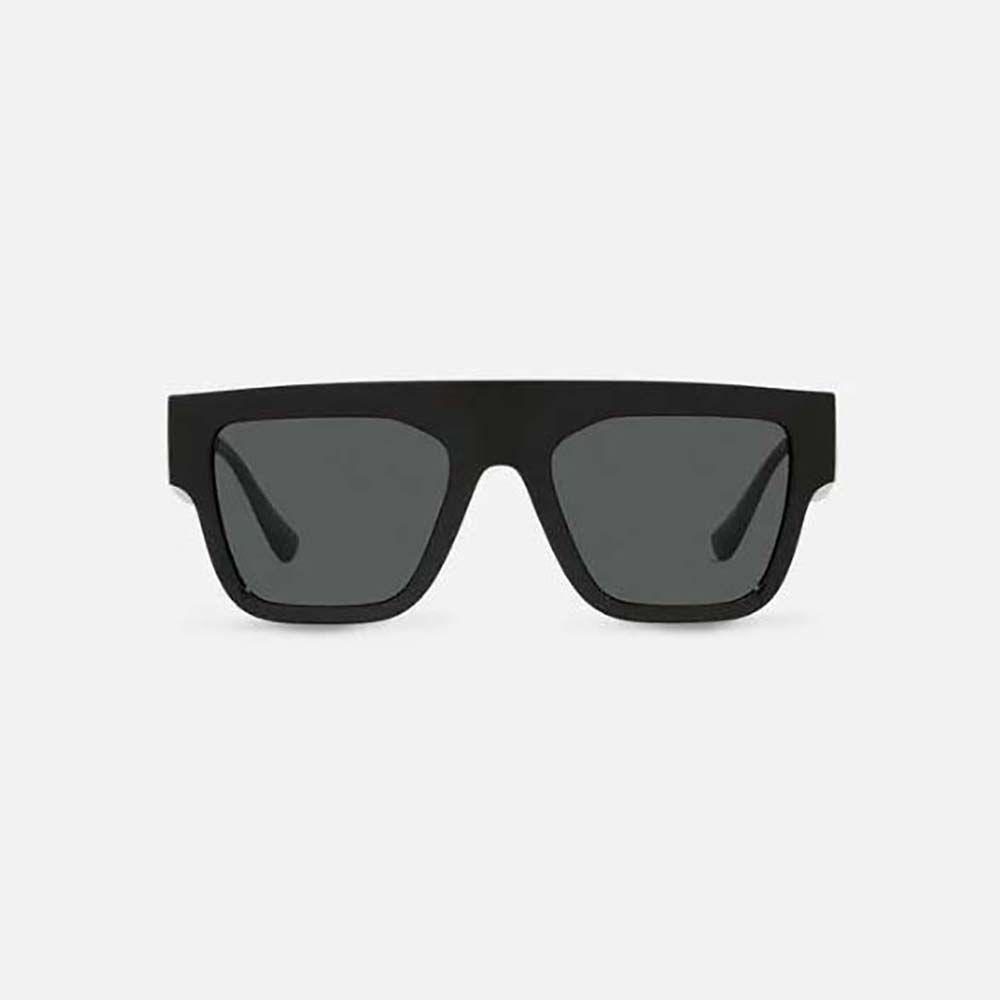 Front view of Versace Women 90s Vintage Logo Sunglasses-Black showing bold black frames