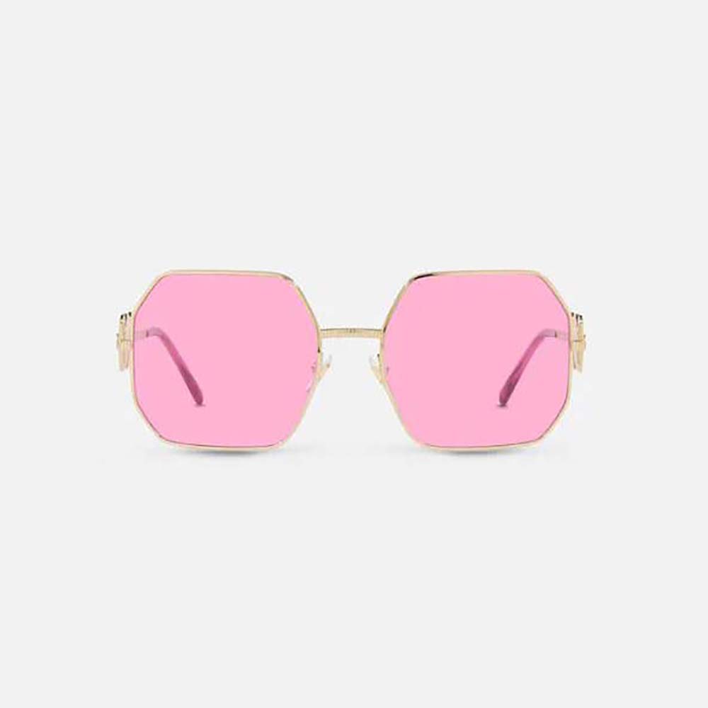 Front view of Versace Women Medusa Biggie Sunglasses-Pink with Medusa detail