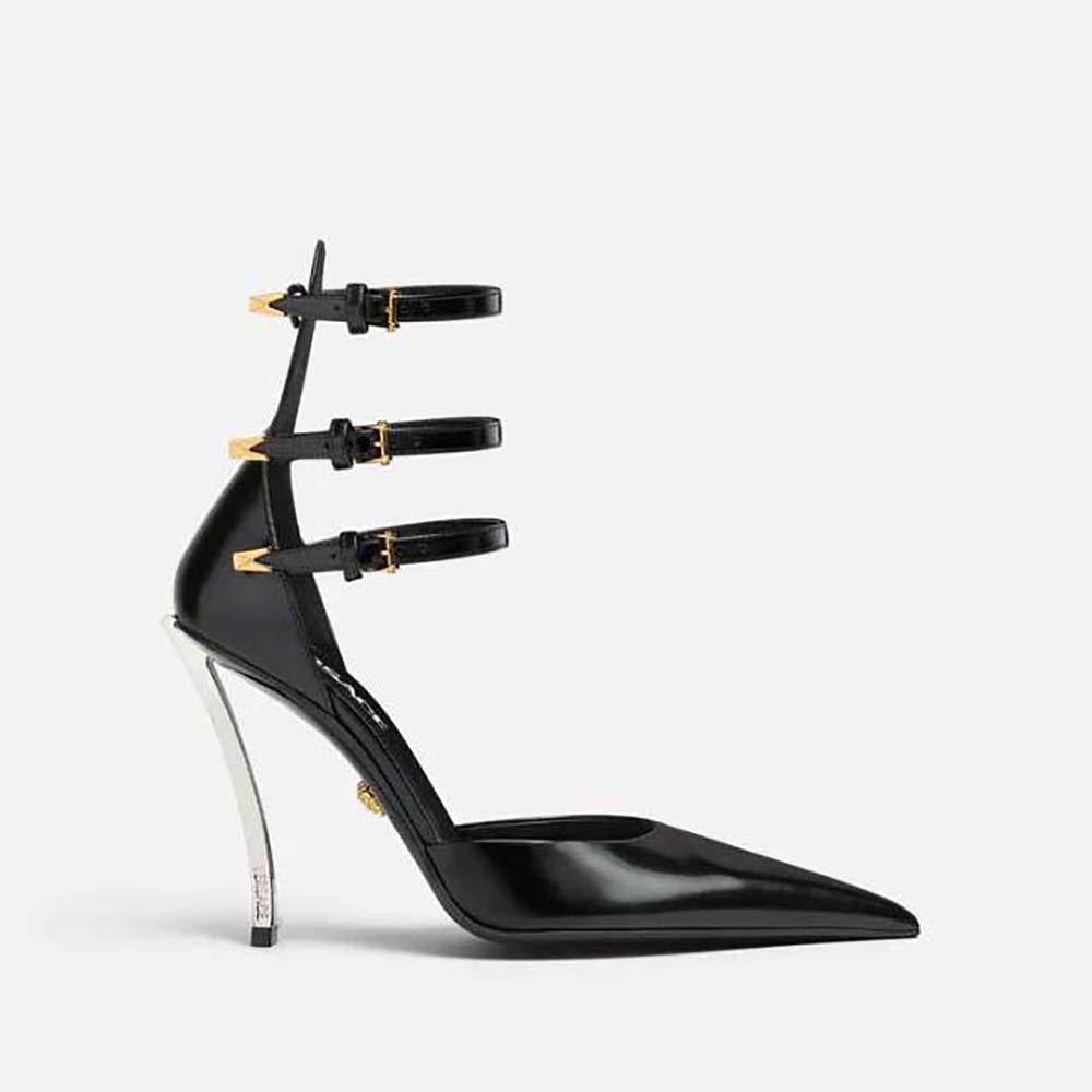 Side profile of Versace Women Pin-Point Pumps in Calf Leather-Black