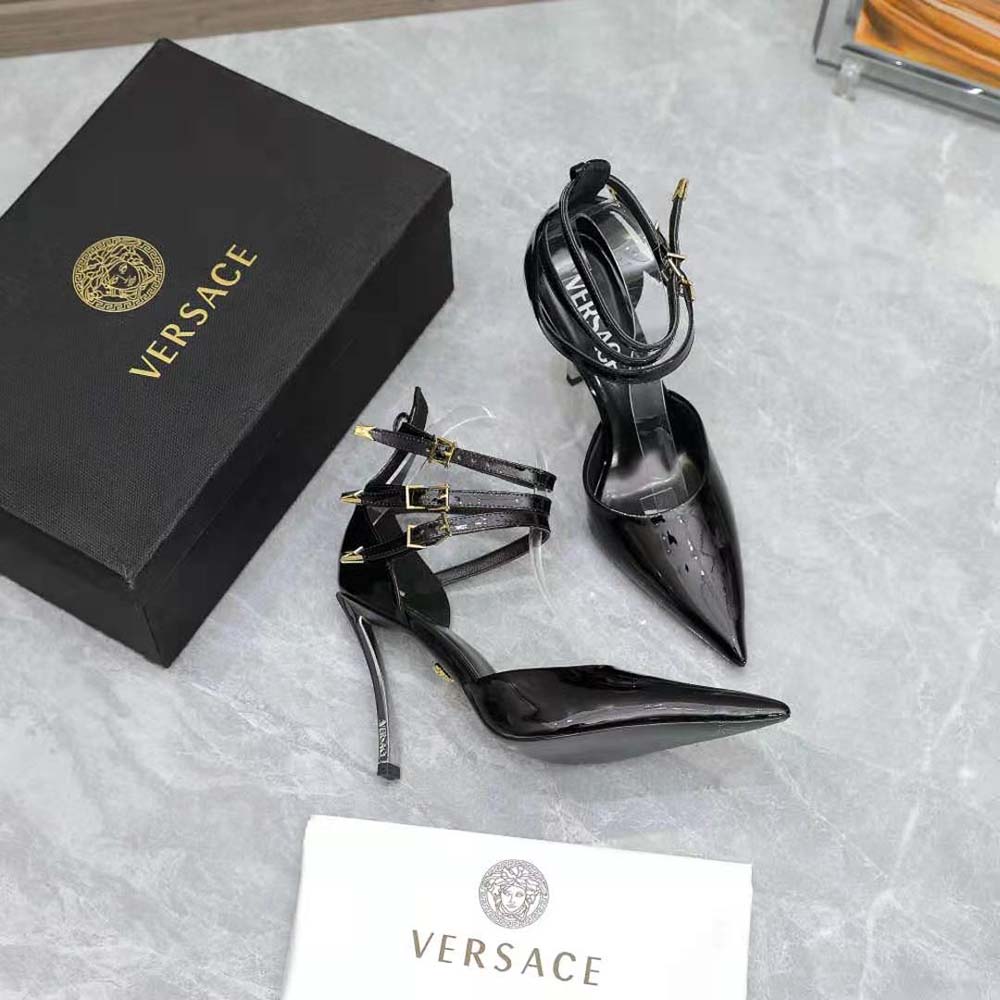 Versace Women Pin-Point Pumps in Calf Leather-Black - image 6