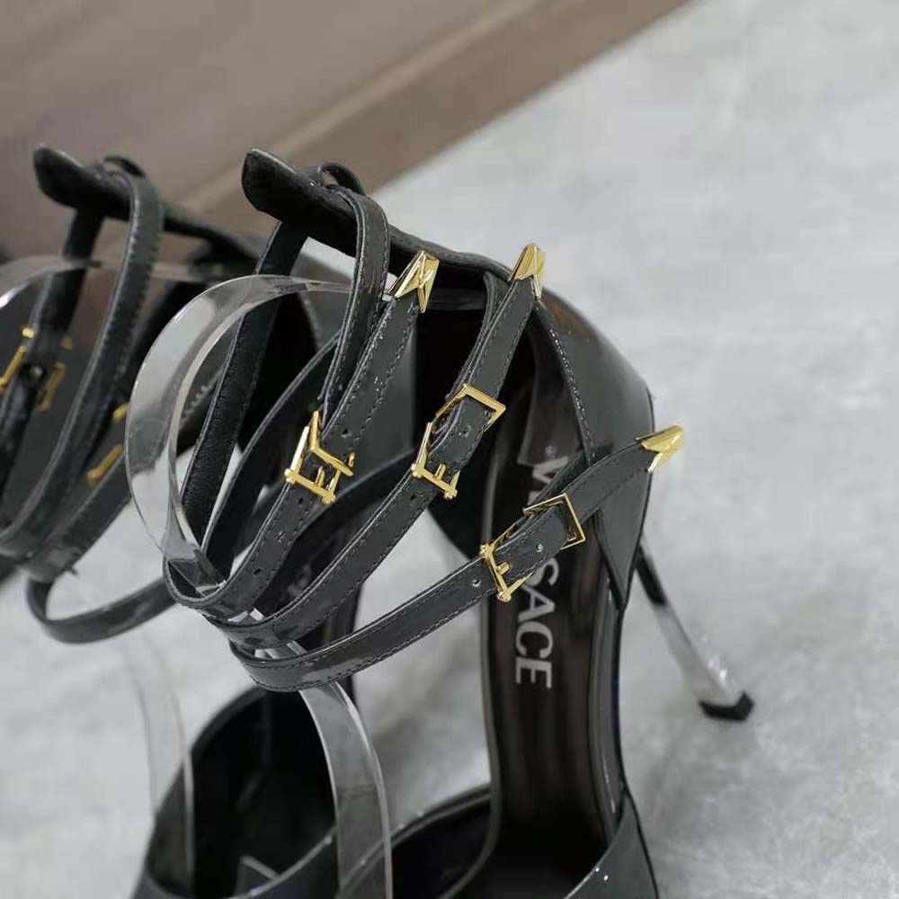 Versace Women Pin-Point Pumps in Calf Leather-Gray - image 8