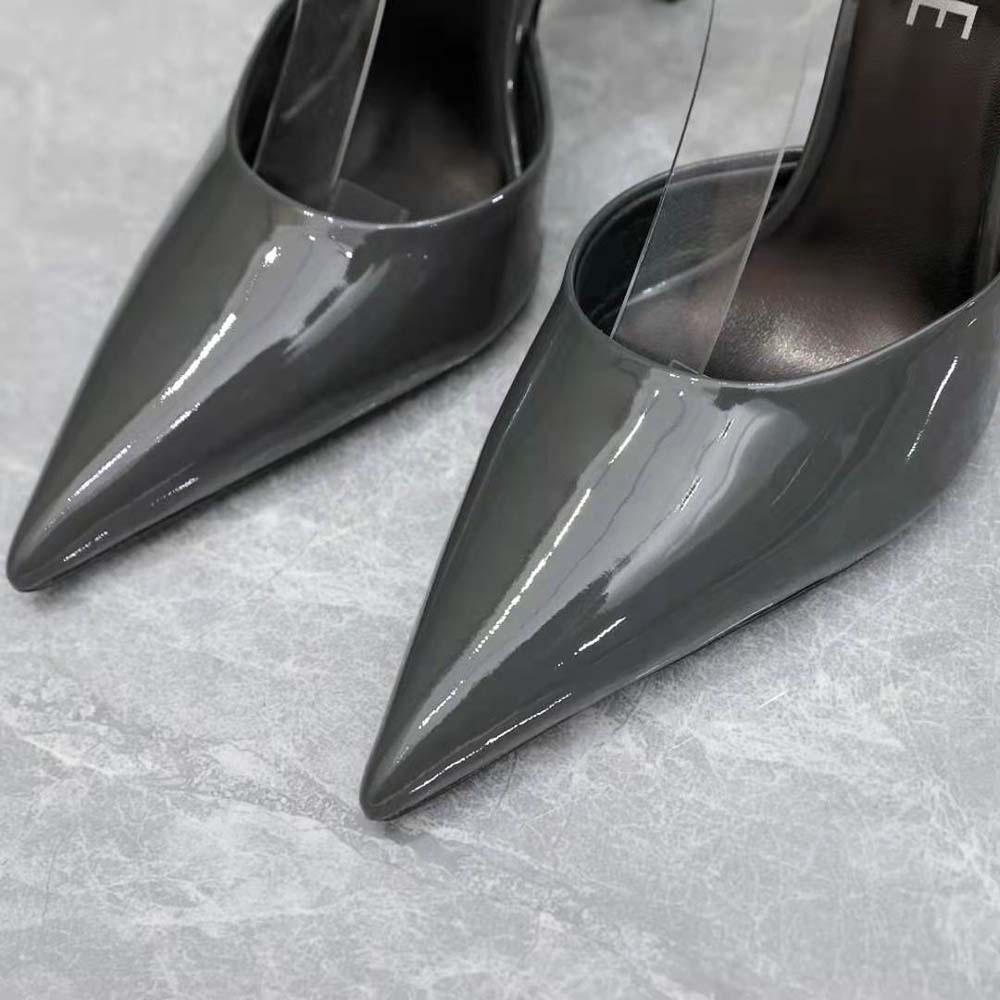 Versace Women Pin-Point Pumps in Calf Leather-Gray - image 9