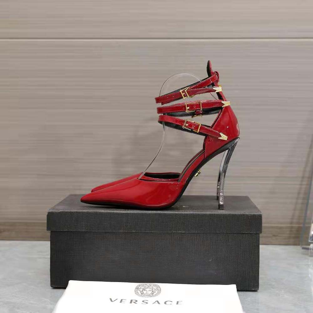 Versace Women Pin-Point Pumps in Calf Leather-Maroon - image 6