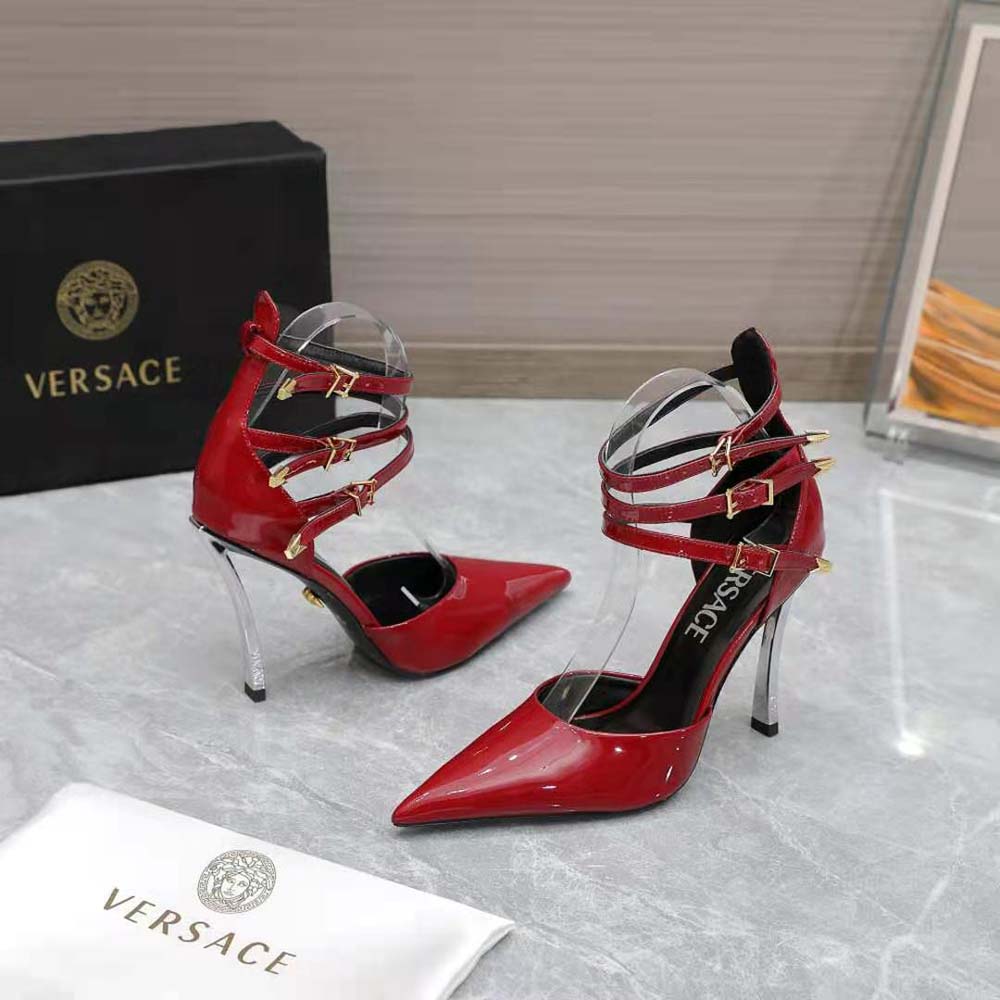 Versace Women Pin-Point Pumps in Calf Leather-Maroon - image 5