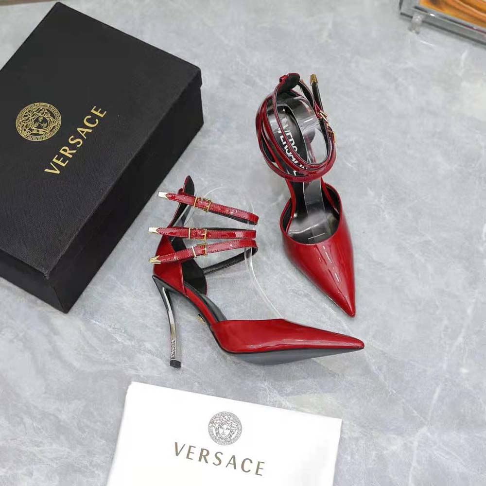 Versace Women Pin-Point Pumps in Calf Leather-Maroon - image 7