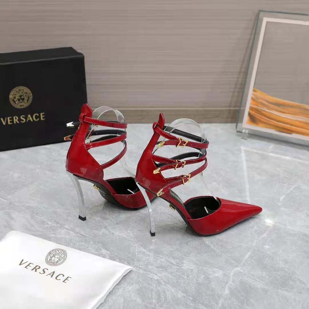Versace Women Pin-Point Pumps in Calf Leather-Maroon - image 8
