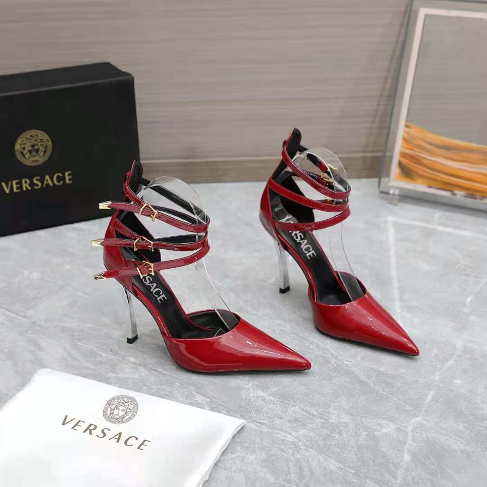 Versace Women Pin-Point Pumps in Calf Leather-Maroon - image 4