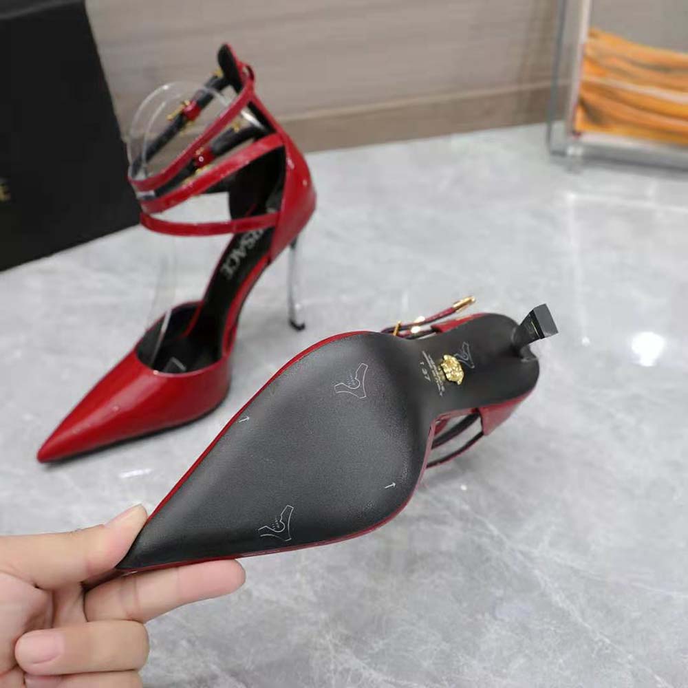 Versace Women Pin-Point Pumps in Calf Leather-Maroon - image 10