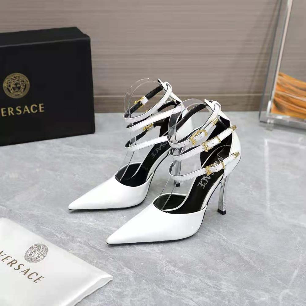 Versace Women Pin-Point Pumps in Calf Leather-White - image 4