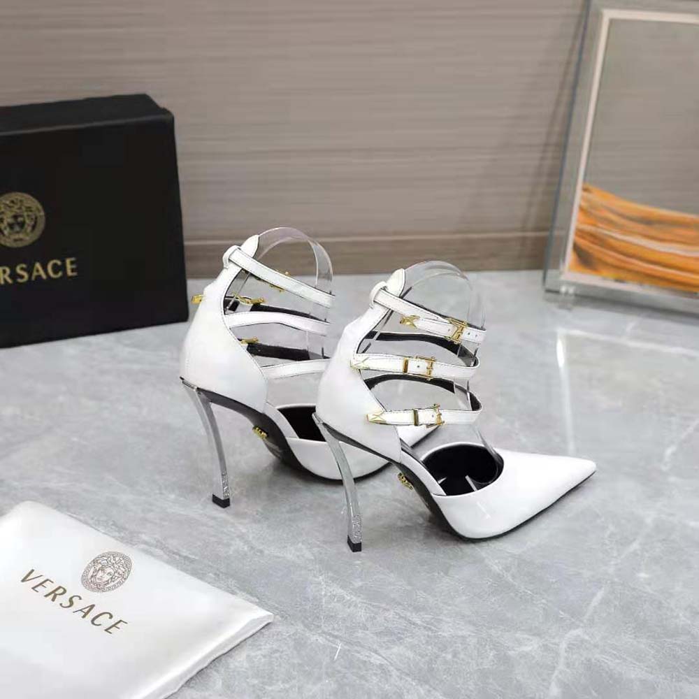 Versace Women Pin-Point Pumps in Calf Leather-White - image 8