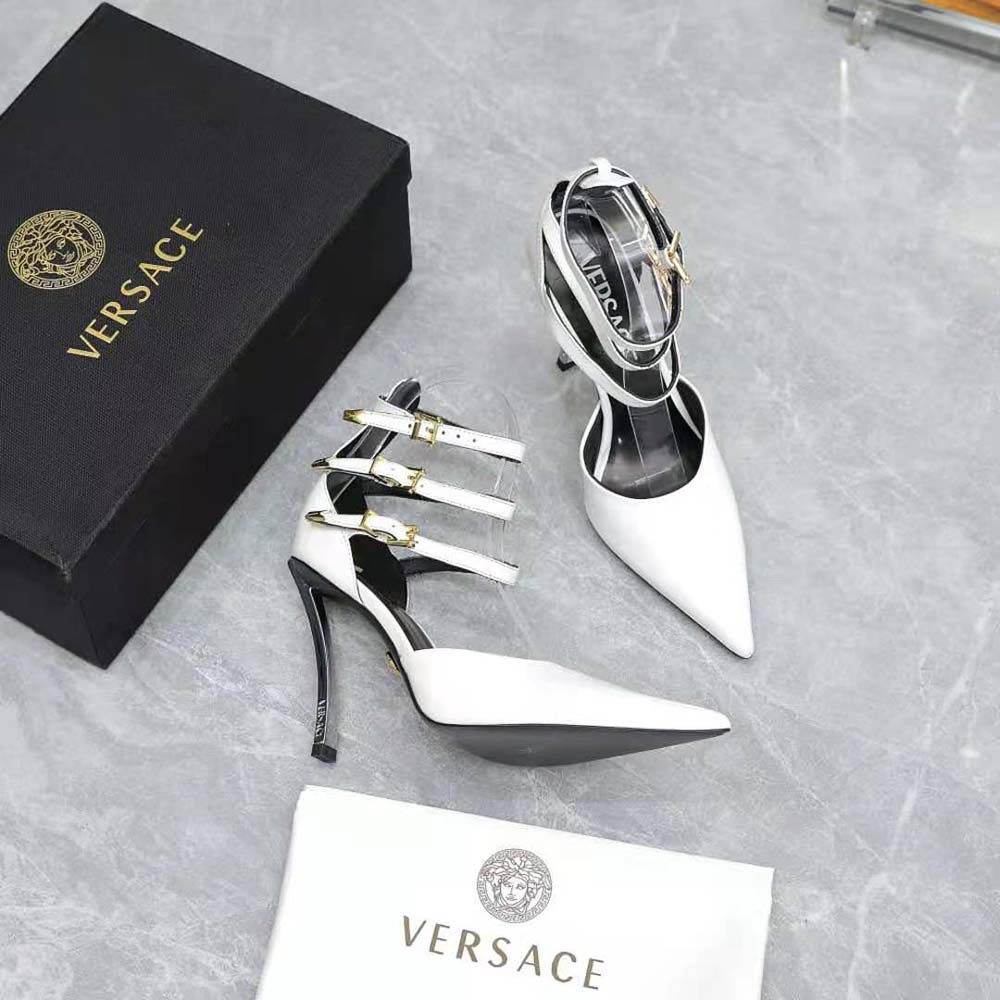 Versace Women Pin-Point Pumps in Calf Leather-White - image 7