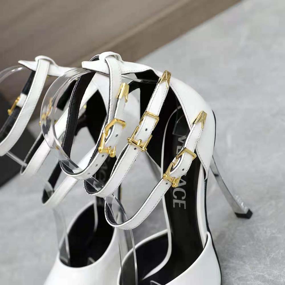 Versace Women Pin-Point Pumps in Calf Leather-White - image 9