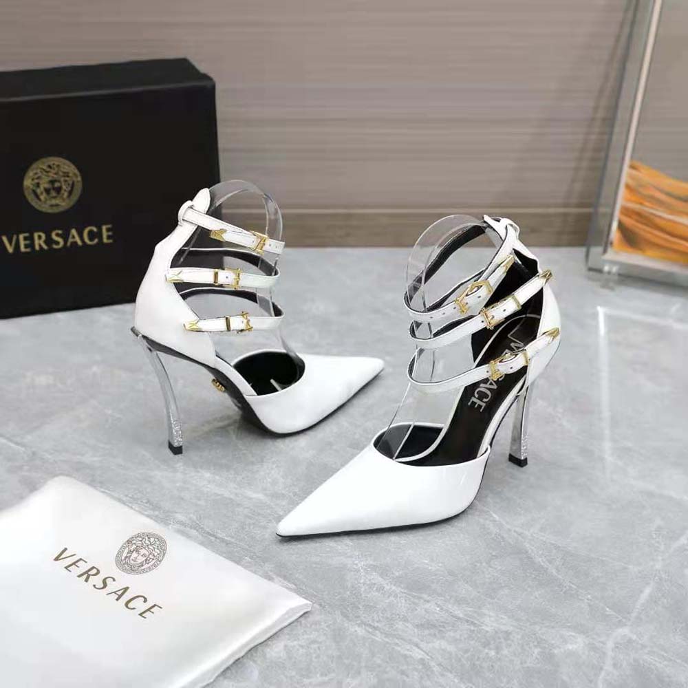 Versace Women Pin-Point Pumps in Calf Leather-White - image 6