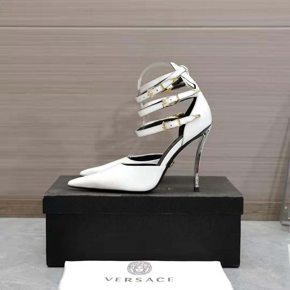Versace Women Pin-Point Pumps in Calf Leather-White - image 5