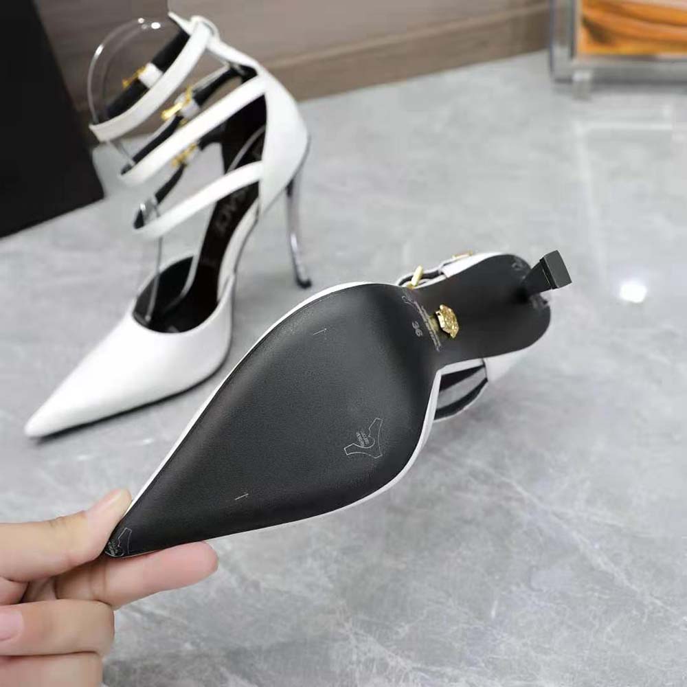 Versace Women Pin-Point Pumps in Calf Leather-White - image 10
