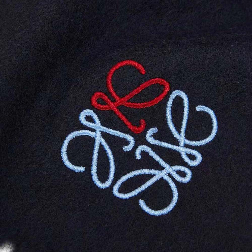 Loewe Women Anagram Scarf in Cashmere-Navy Blue - image 7