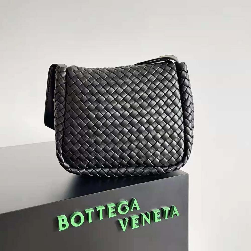 Side profile showing gold-tone hardware on Bottega Veneta Cobble Shoulder Bag