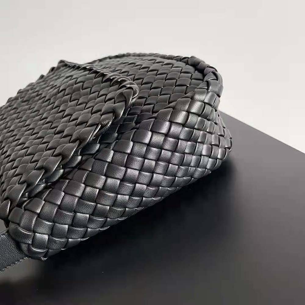 Bottega Veneta Women Cobble Shoulder Bag Small Padded Intreccio Leather-Black - image 6