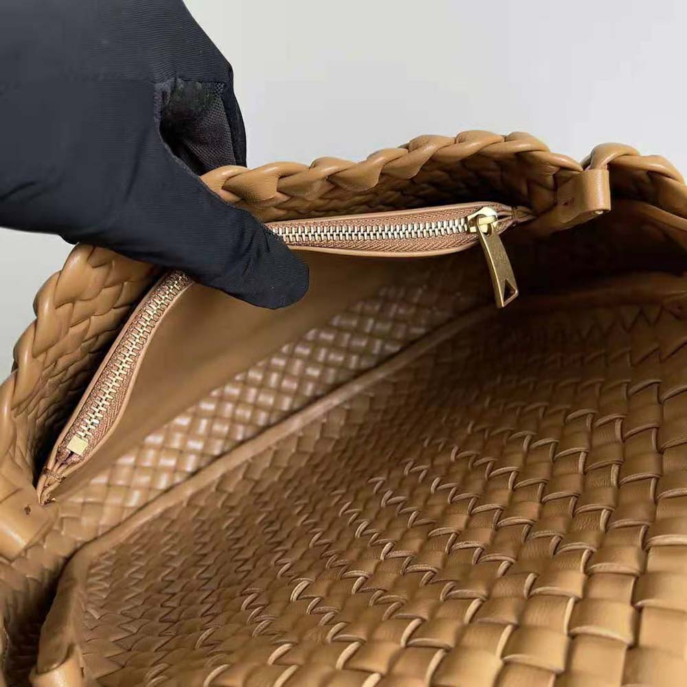 Bottega Veneta Women Cobble Shoulder Bag Small Padded Intreccio Leather-Brown - image 7