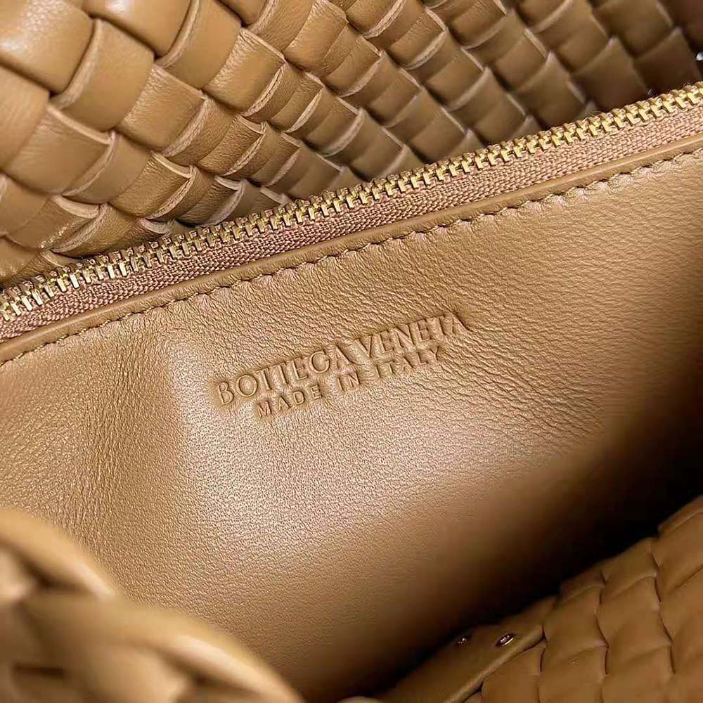 Bottega Veneta Women Cobble Shoulder Bag Small Padded Intreccio Leather-Brown - image 9