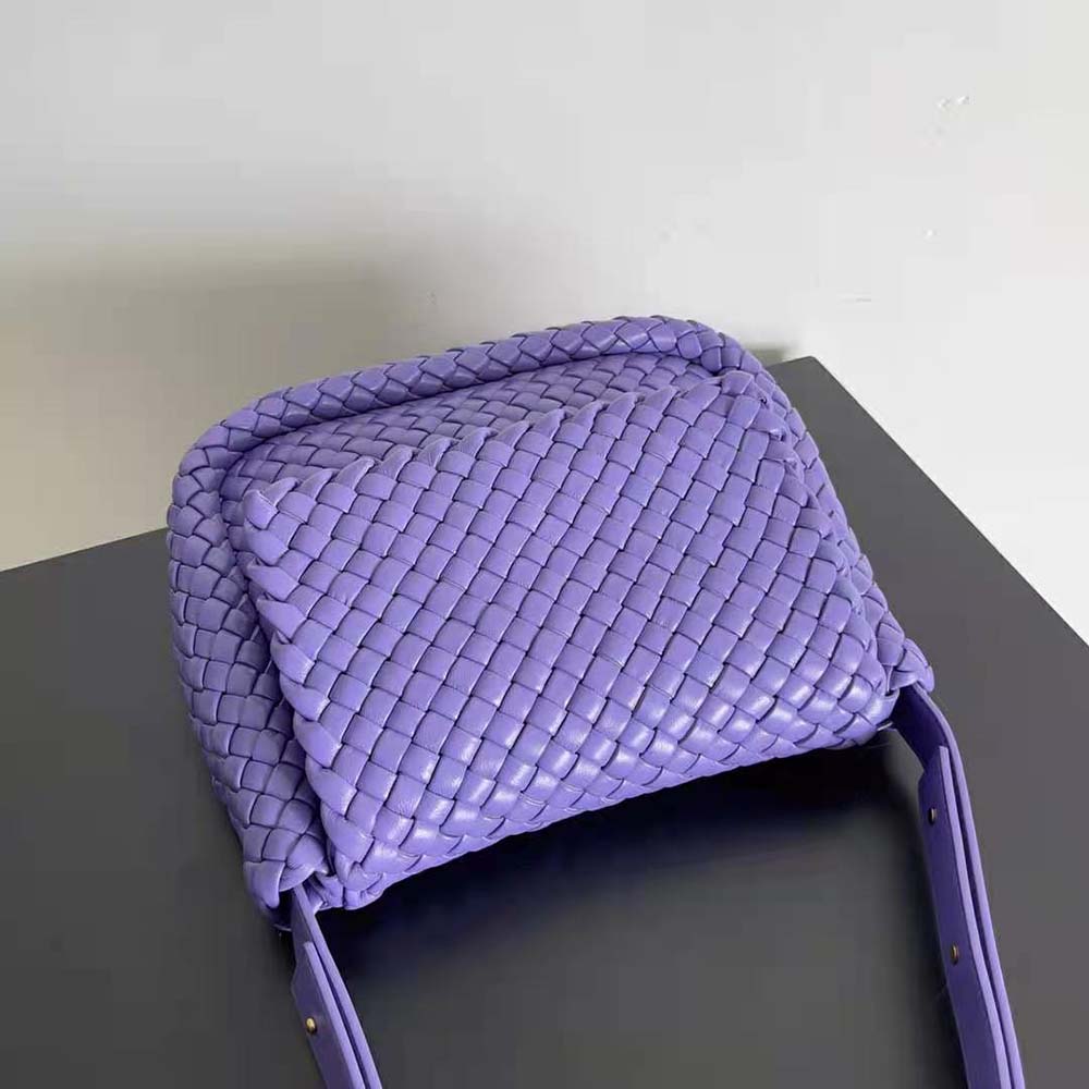 Bottega Veneta Women Cobble Shoulder Bag Small Padded Intreccio Leather-Purple - image 4